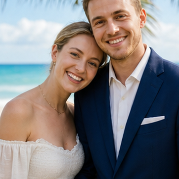 Beach AI couple photo style preview