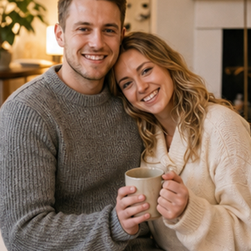 Cozy AI couple photo style preview